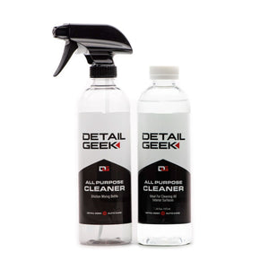 Detail Geek All Purpose Cleaner and dilution mixing bottle for cleaning car interior dash doors vinyl plastic rubber floor mats carpets
