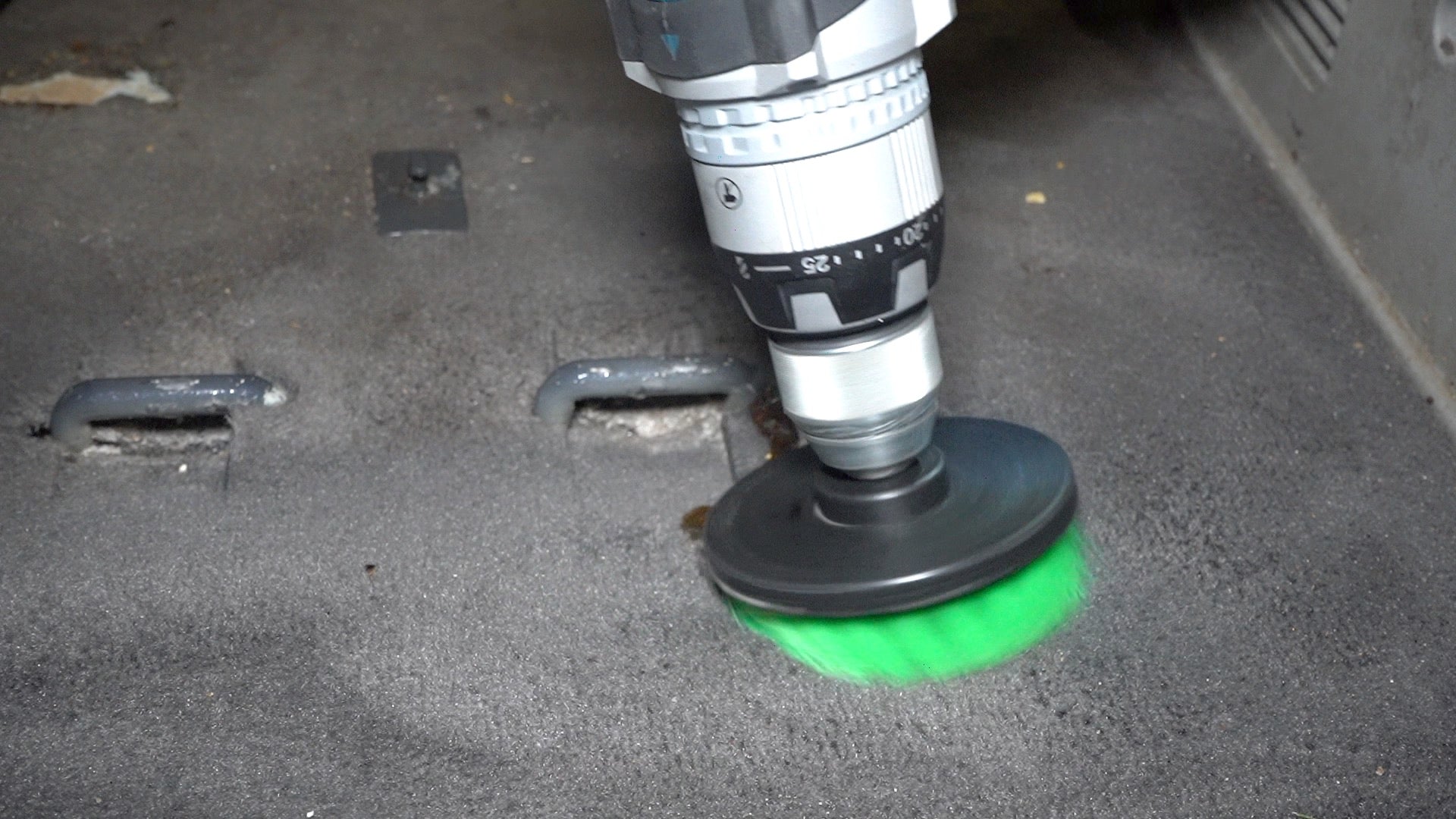 How to Clean Car Carpet with the drill brush 